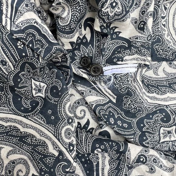 J Crew Collection Shirt Womens Size 2 Button Up Blouse Blue Paisley Long Sleeve - Picture 13 of 14